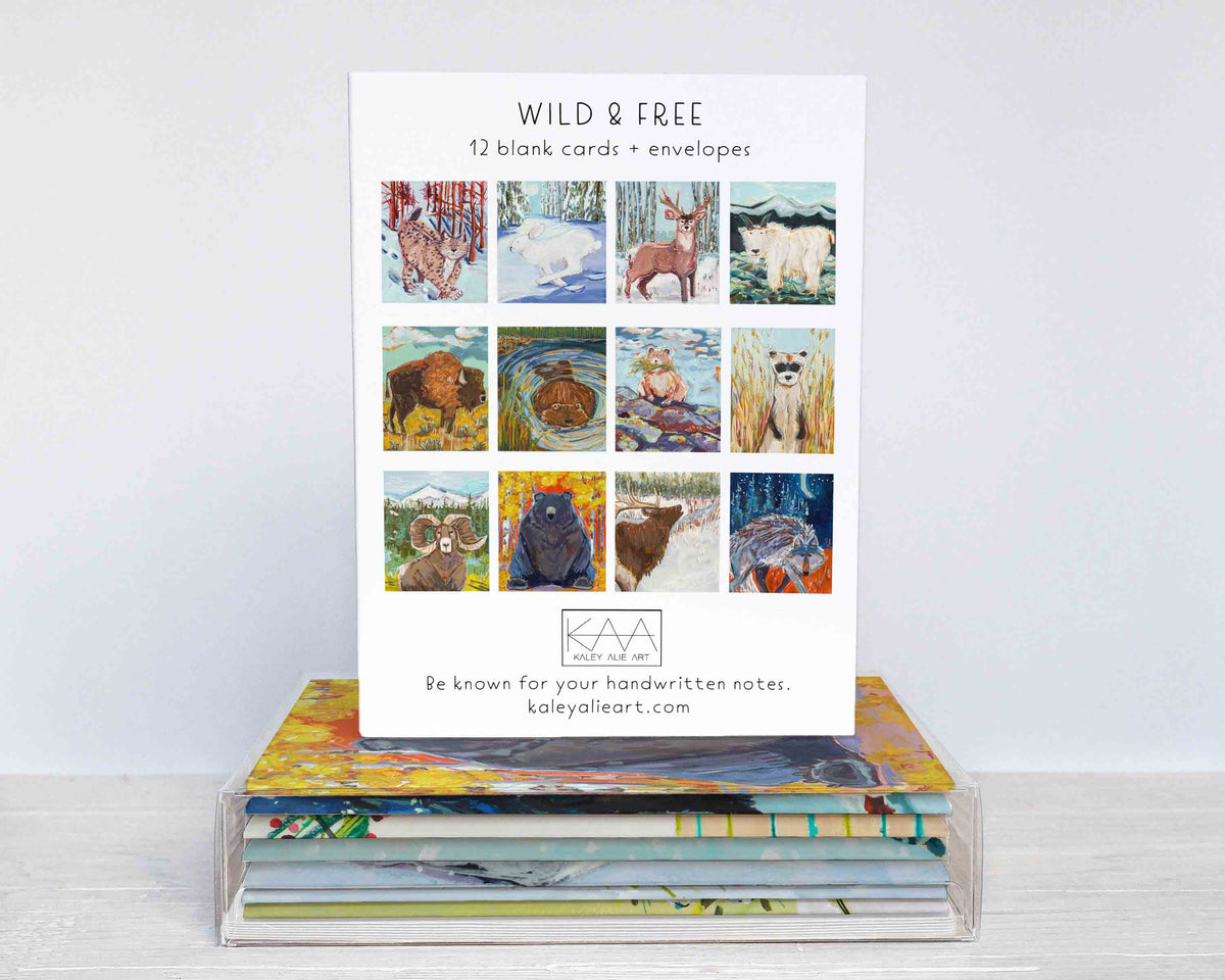 Wild & Free Animals- Assorted Greeting Card set of 12