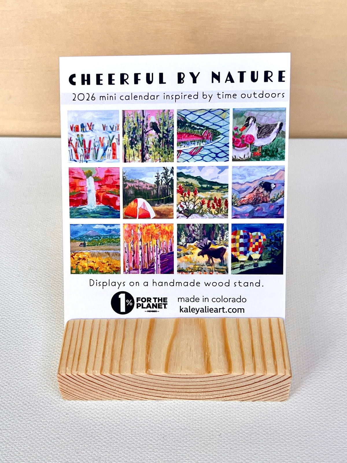 2026 Mini Desk Calendar + Handmade Wood Stand