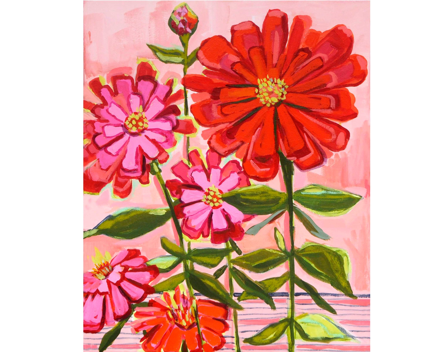 Zinnias 16" x 20" Original Painting