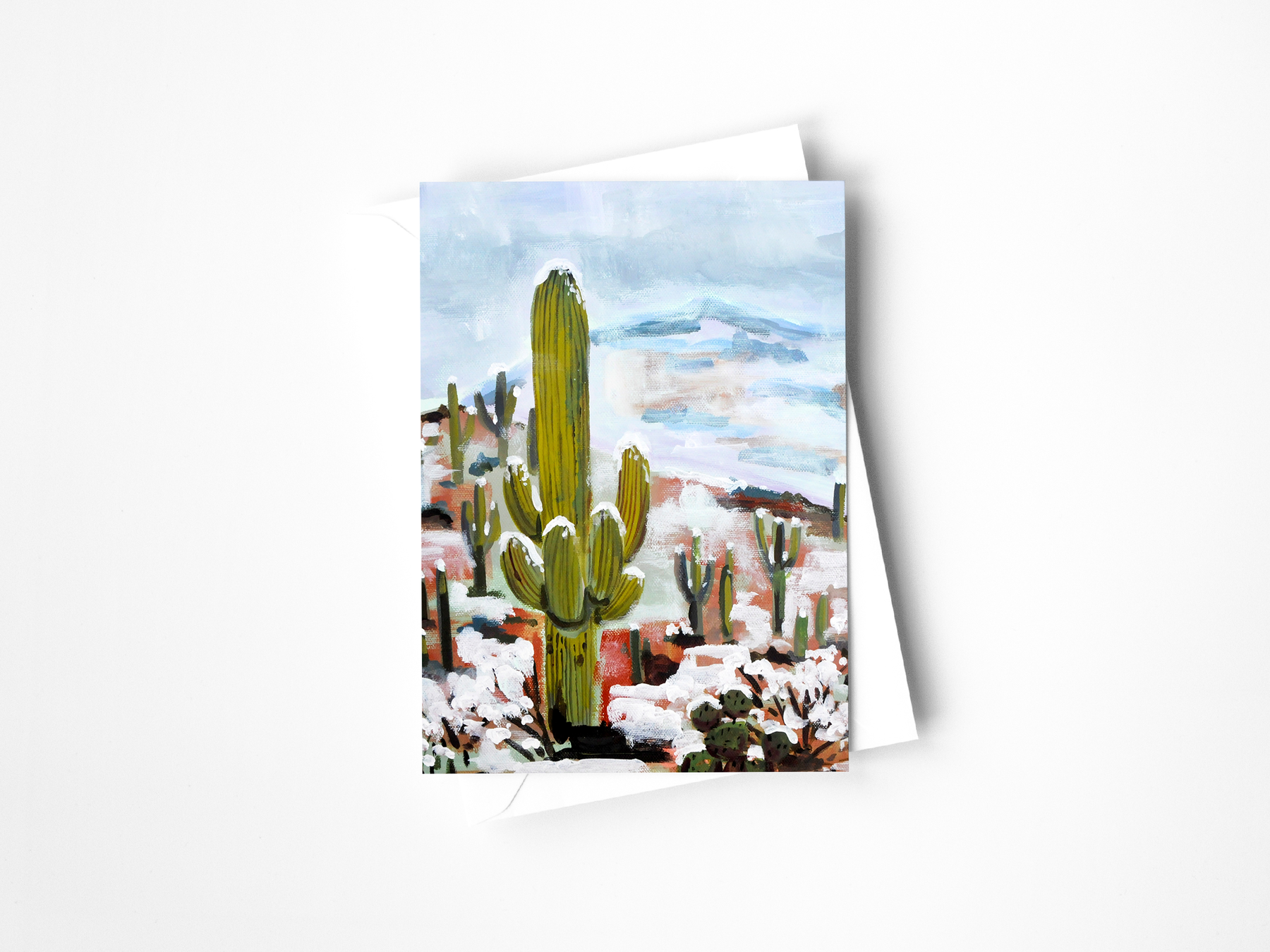 Snow in Saguaro Greeting Card