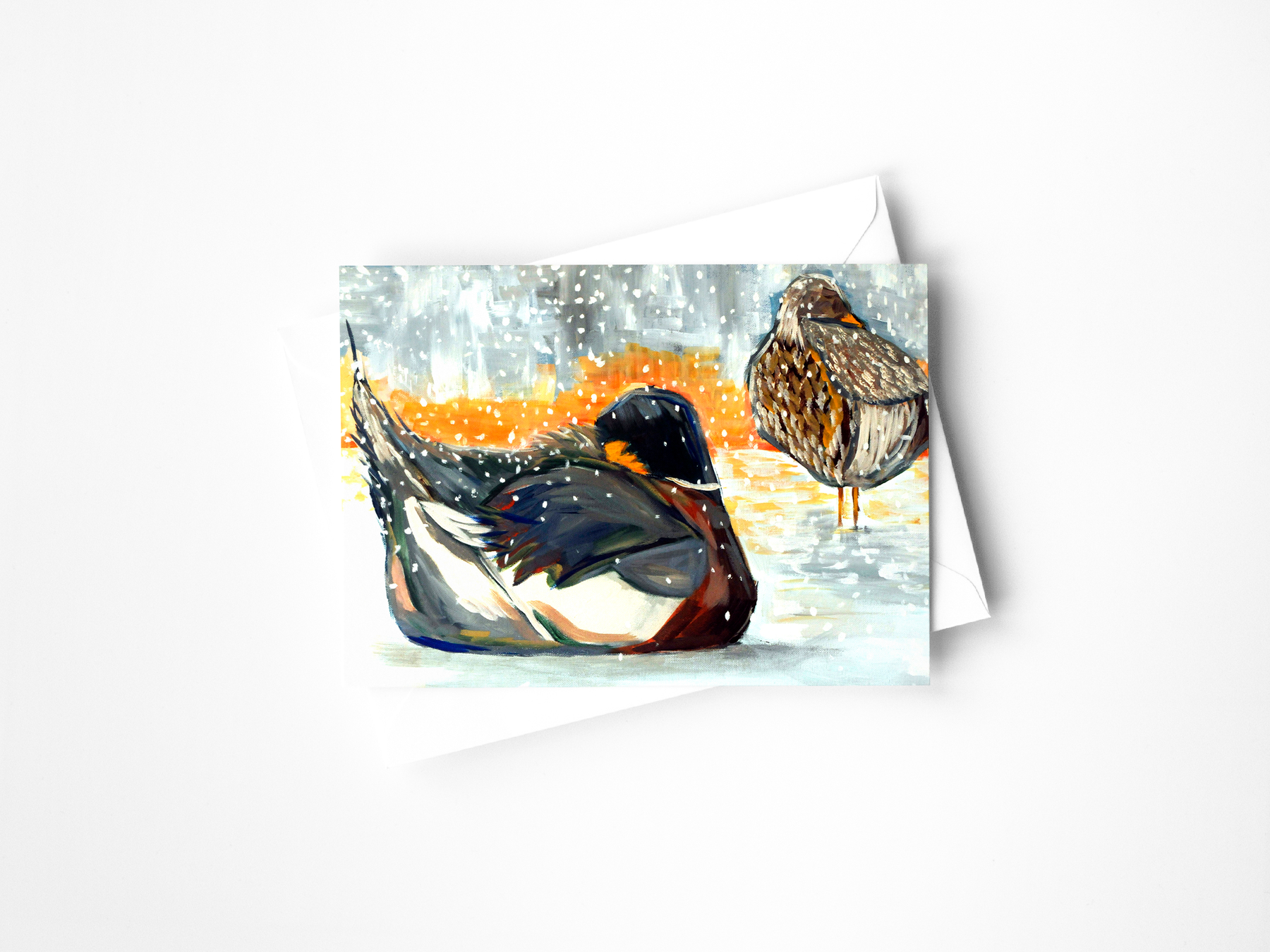 Winter Mallards Greeting Card