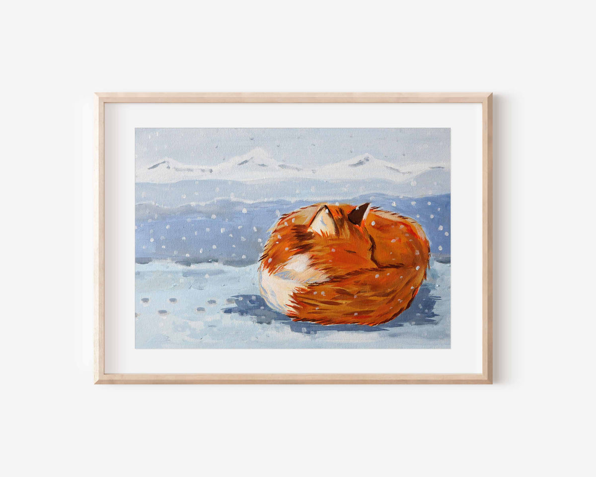 Curled and Cozy Fox Art Print