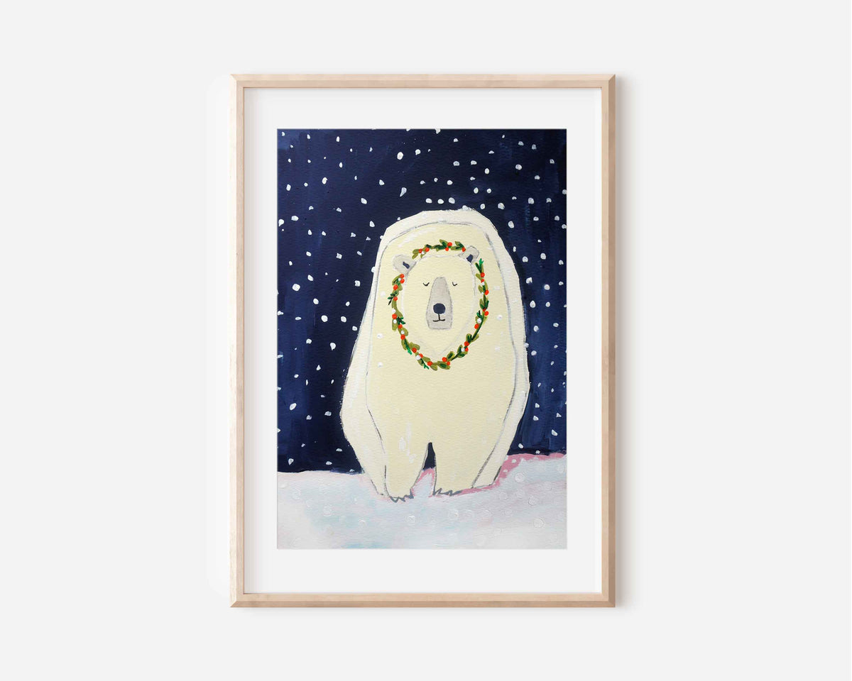 Festive Polar Bear Art Print