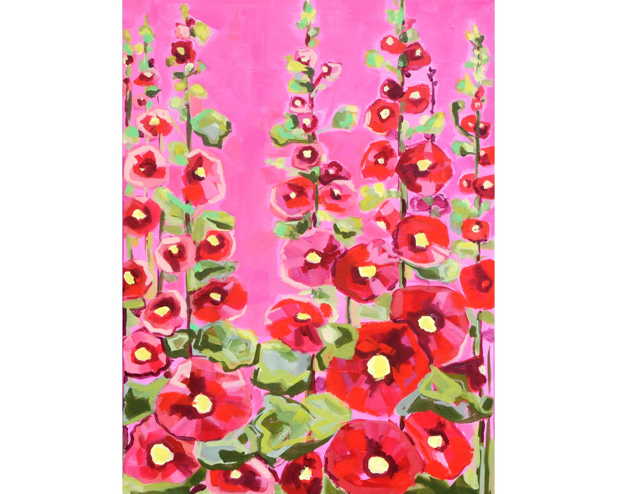 Hollyhocks 18" x 24" Original Painting