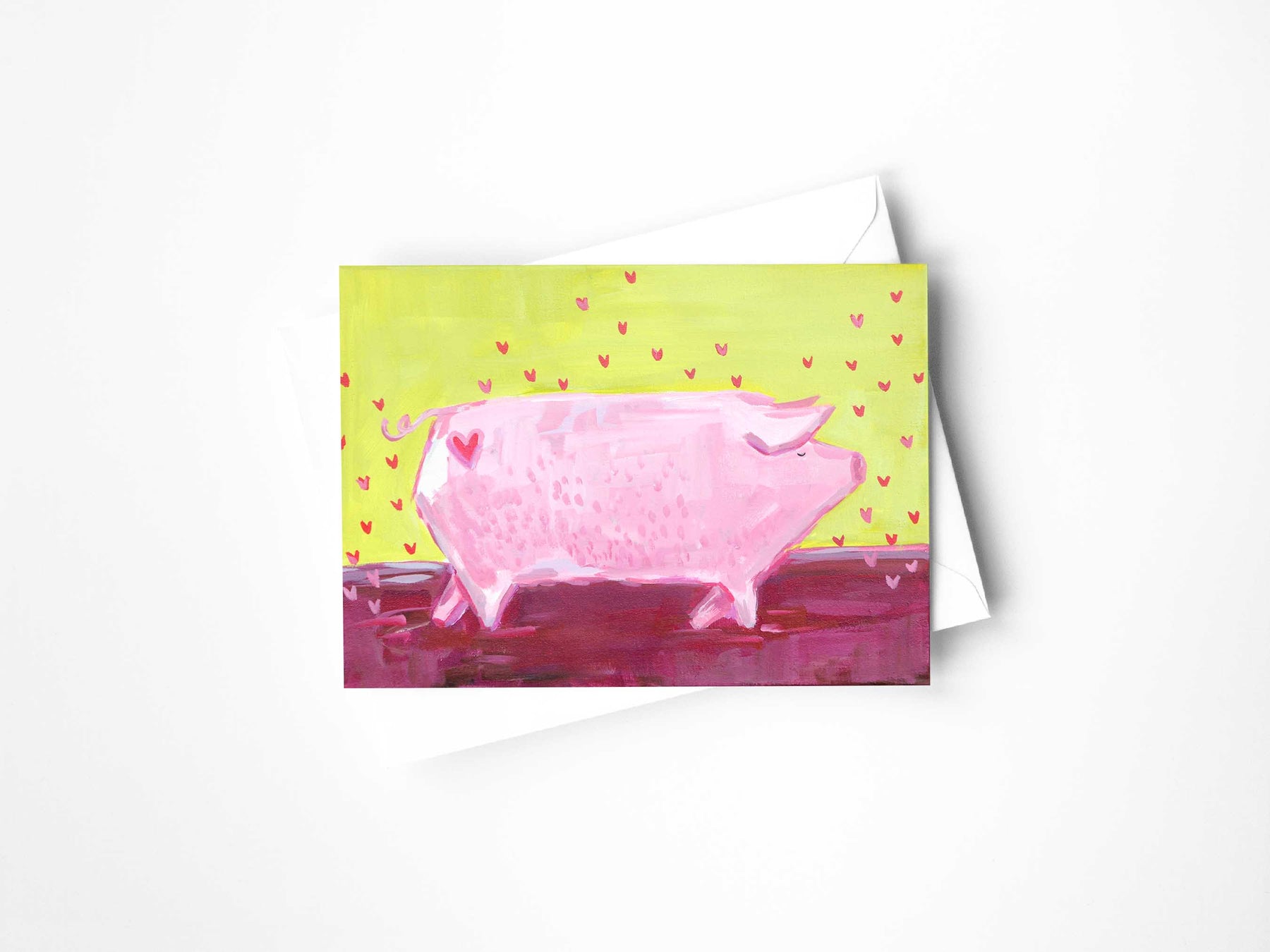 Lucky in Love Pig Greeting Card