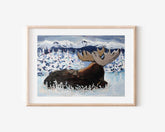 Moonlit Moose Art Print
