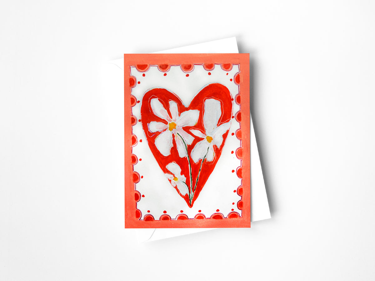 Valentine Flower Stamp Greeting Card