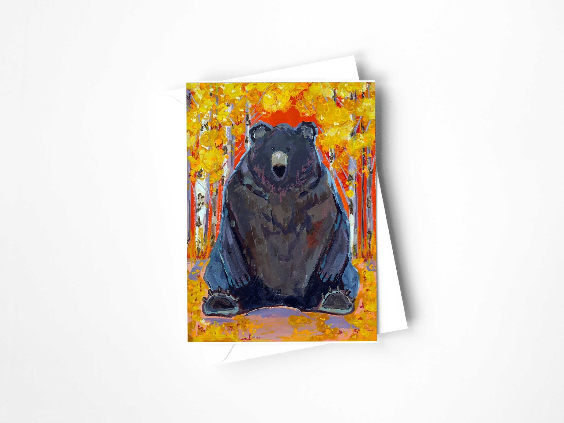 Leaf Peeping Bear Greeting Card