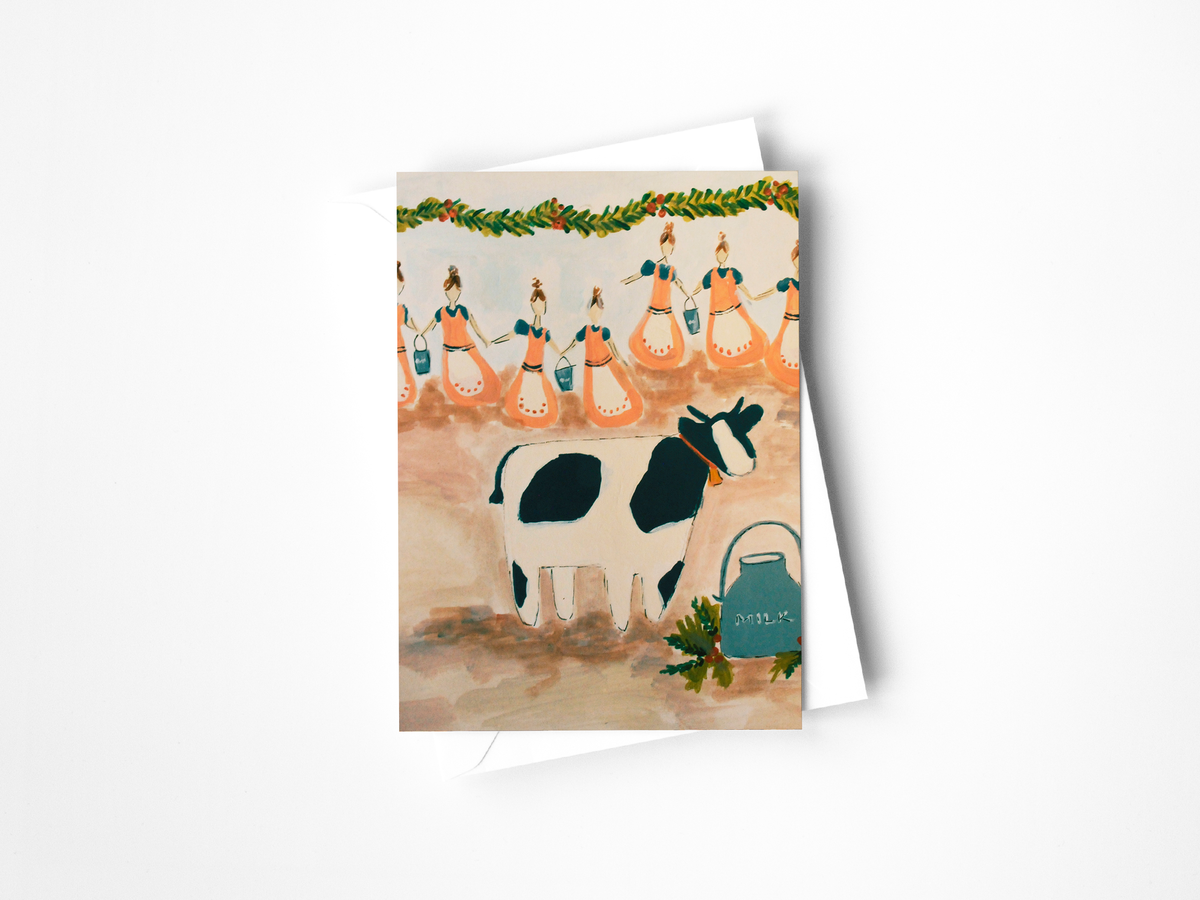 8 Maids Milking Greeting Card