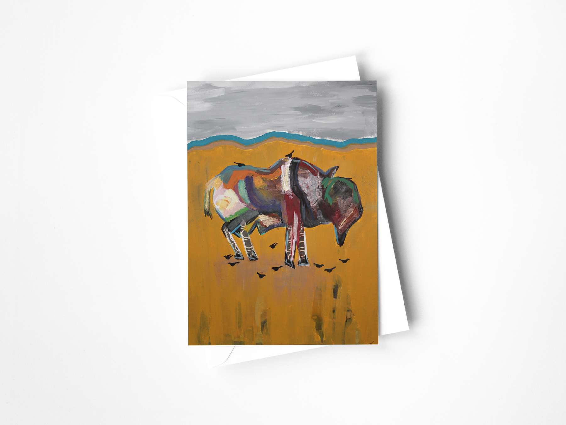 Abstract Bison Greeting Card