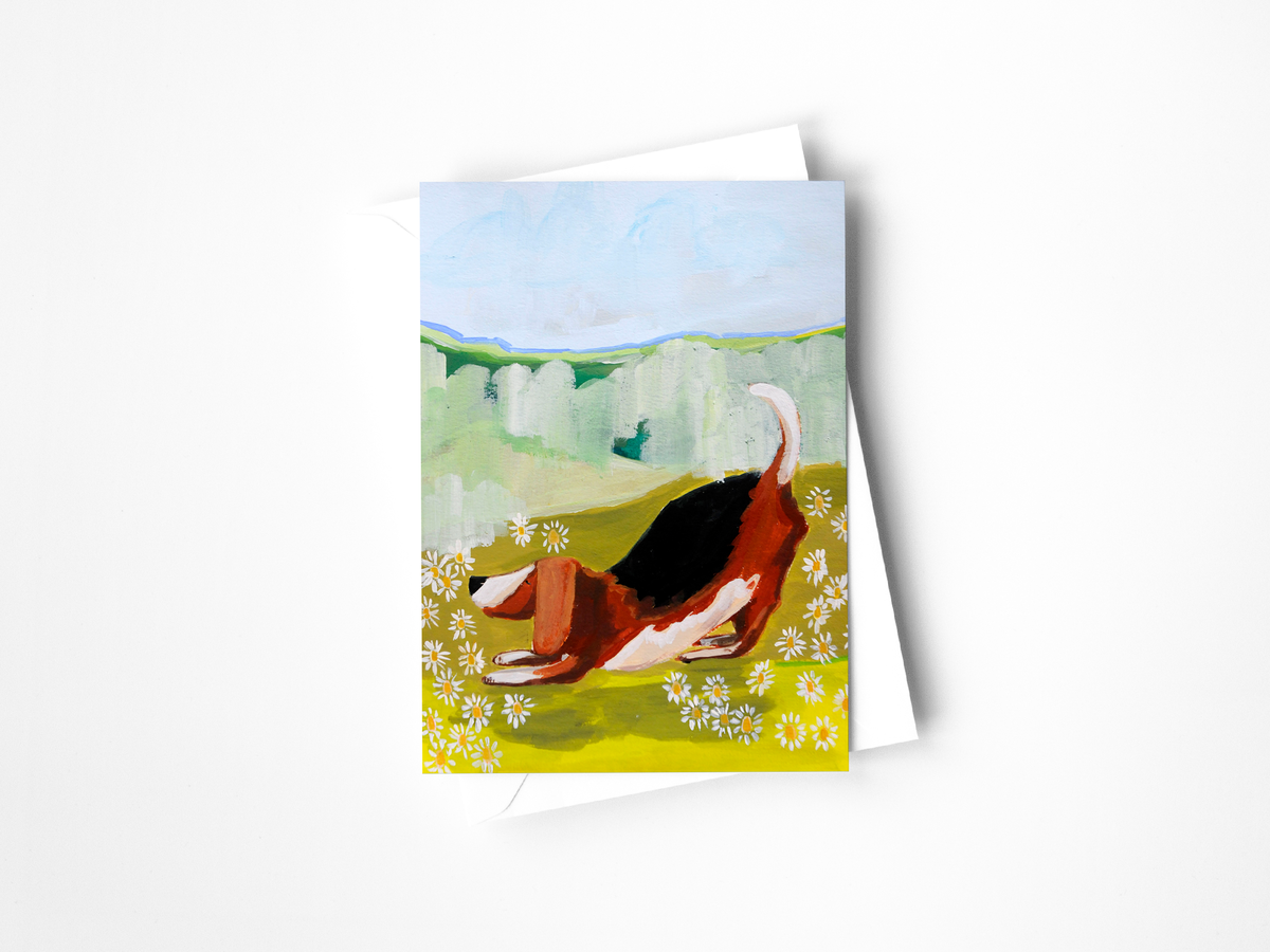 Beagle & Daisies Greeting Card