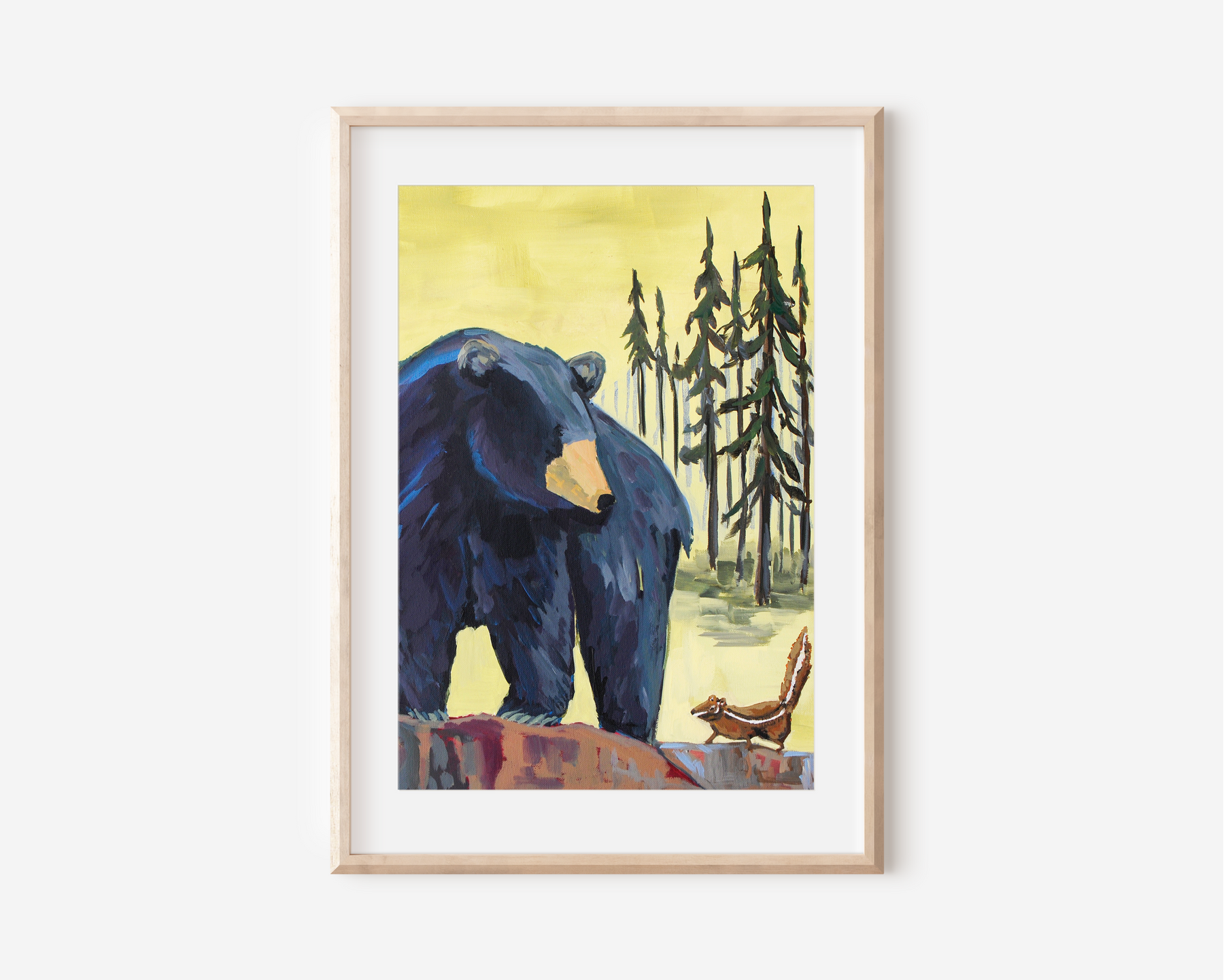 Black Bear & Chipmunk Art Print