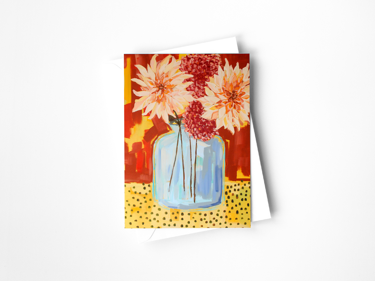 Dahlia Blooms Greeting Card