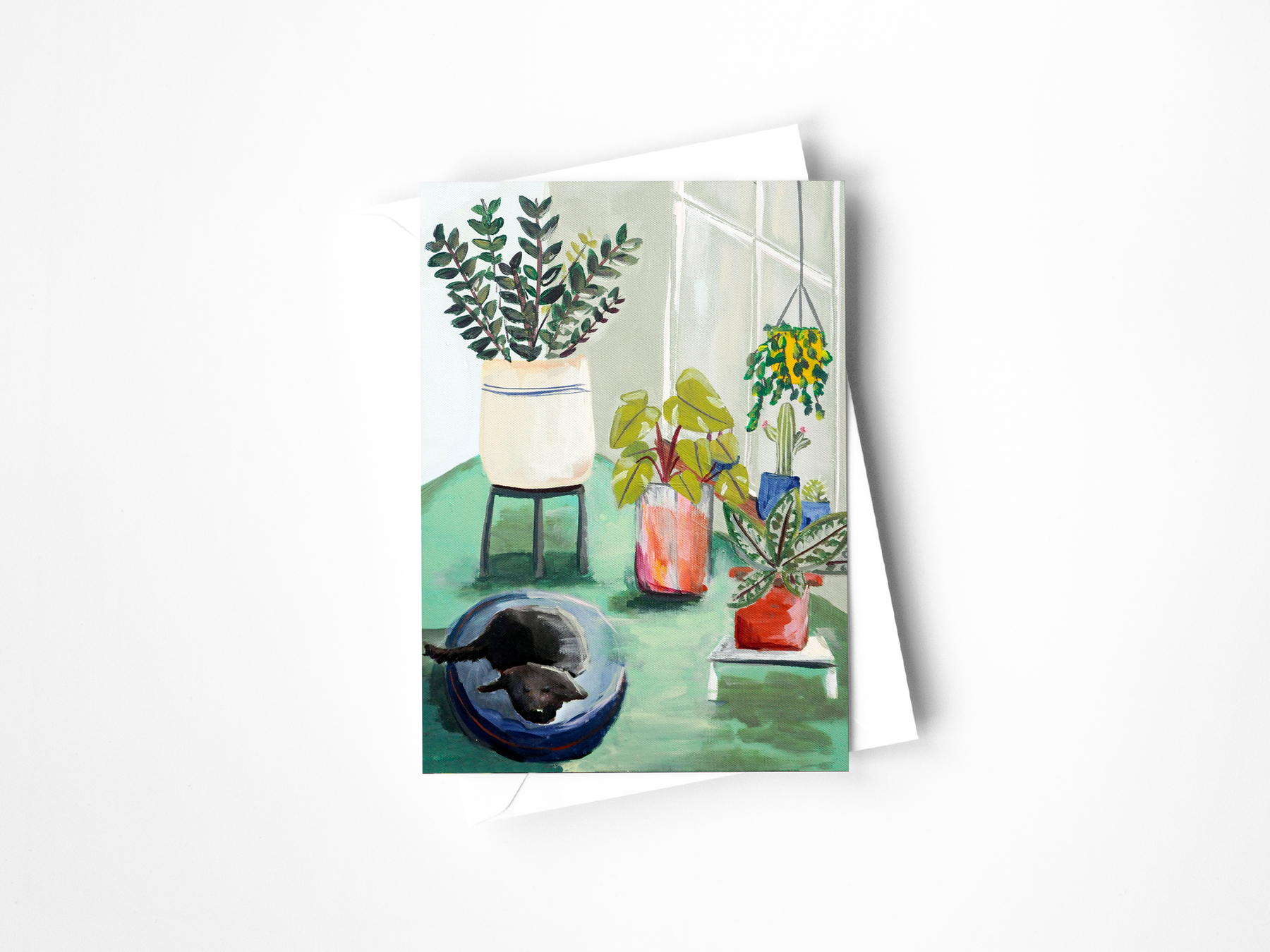 Girl and Her Plants Greeting Card