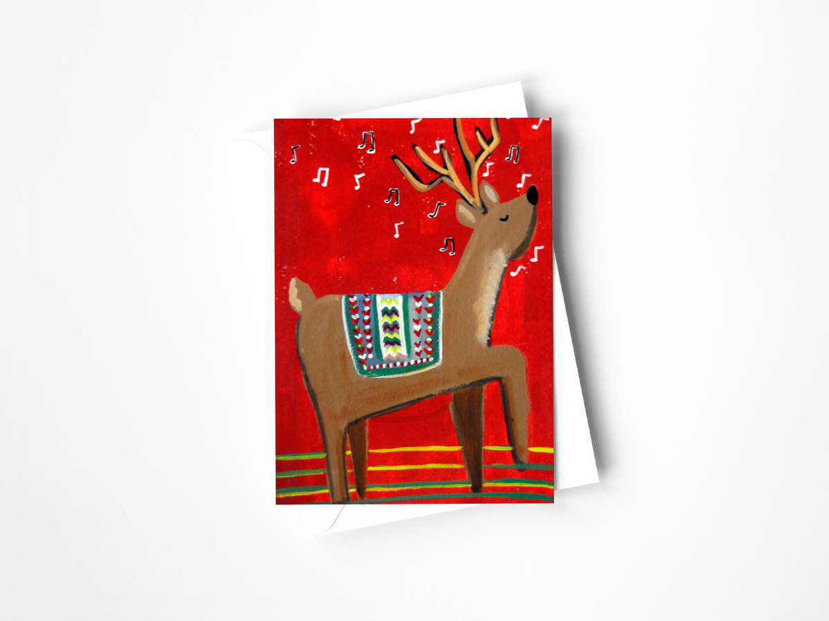 Groovin' Reindeer Greeting Card