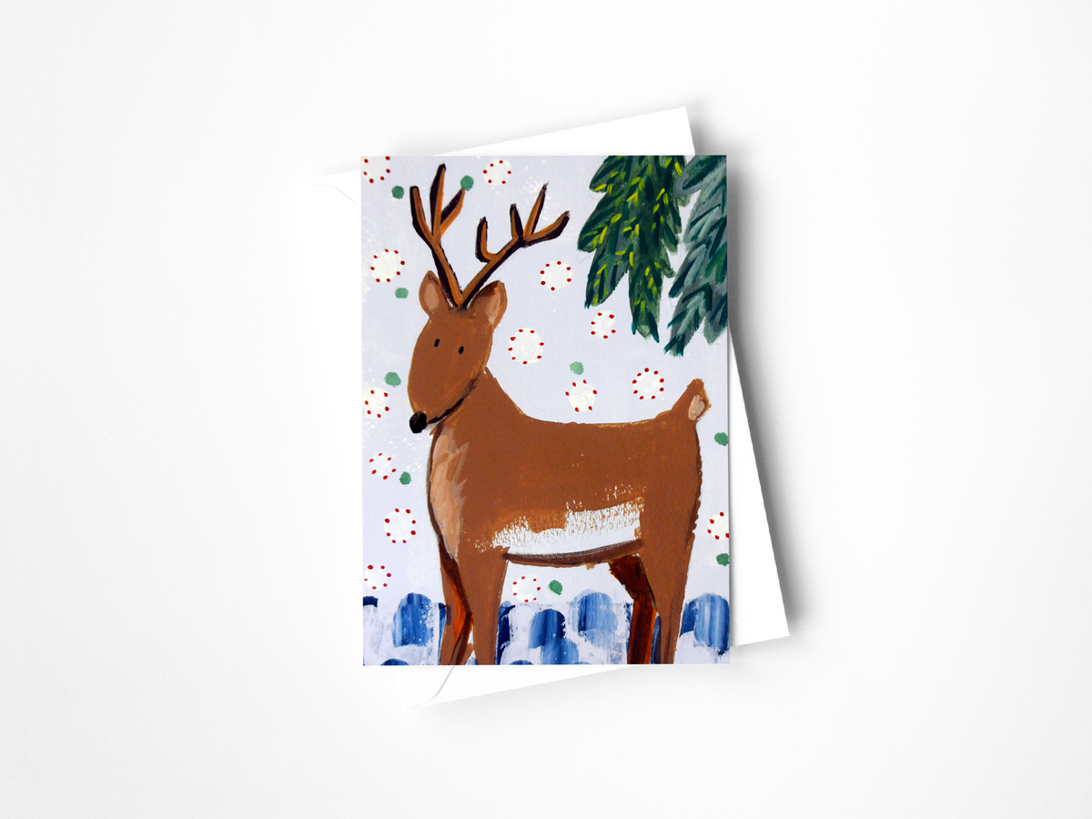 Peppermint Drops Reindeer Greeting Card