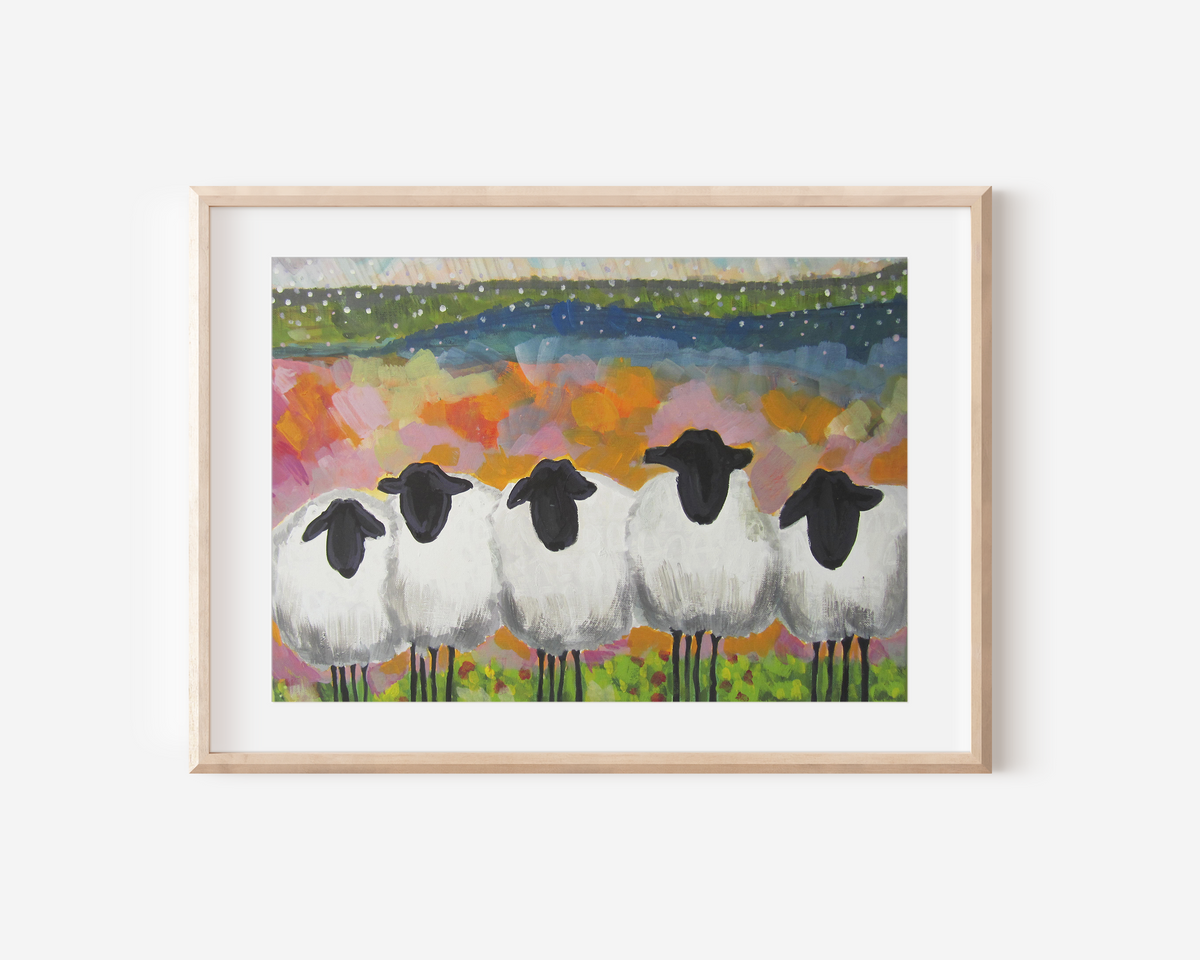 Sheep Huddle Art Print